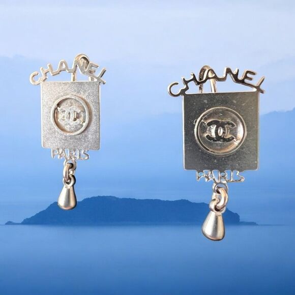 Chanel Silver Dangle Earrings - Picture 1 of 8
